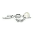 thumbnail image 1 of Sterling Silver Rhodium-plated Cubic Zirconia Freshwater Cultured Pearl Pin, 1 of 1