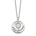 thumbnail image 1 of Sterling Silver Rhodium-plated Cubic Zirconia Heart Love You Mom with 2in Extender Necklace, 1 of 6