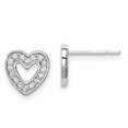 thumbnail image 1 of Sterling Silver Rhodium-plated Cubic Zirconia Heart Post Earrings, 1 of 1
