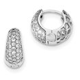 thumbnail image 1 of Sterling Silver Rhodium-plated Cubic Zirconia Hinged Hoop Earrings, 1 of 1