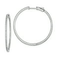 thumbnail image 1 of Sterling Silver Rhodium-plated Cubic Zirconia In and Out Hinged Hoop Earrings, 1 of 3