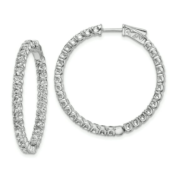 Sterling Silver Rhodium-plated Cubic Zirconia In and Out Hinged Hoop Earrings