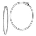 thumbnail image 1 of Sterling Silver Rhodium-plated Cubic Zirconia In and Out Oval Hoop Earrings, 1 of 1