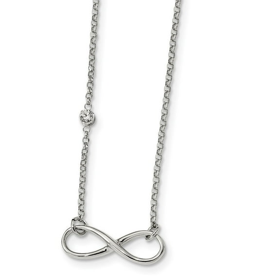 Sterling Silver Rhodium-plated Cubic Zirconia Infinity Knot Necklace - 18 Inch - Measures 21.5mm Wide