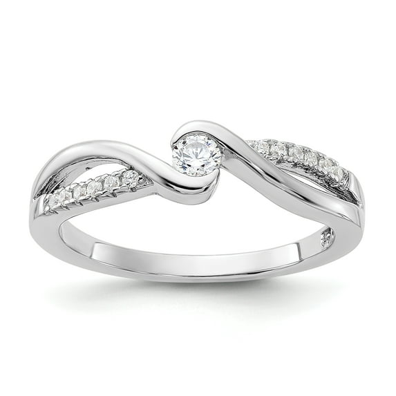 Sterling Silver Rhodium-plated & Cubic Zirconia Ring