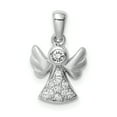 thumbnail image 1 of Sterling Silver Rhodium-plated Cubic Zirconia Satin Angel Pendant, 1 of 6