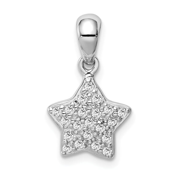 Sterling Silver Rhodium-plated Cubic Zirconia Star Pendant