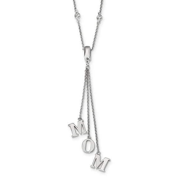 Sterling Silver Rhodium-plated Cubic Zirconia With 2inch Ext. Mom Y-necklace - 16 Inch - Measures 9mm Wide
