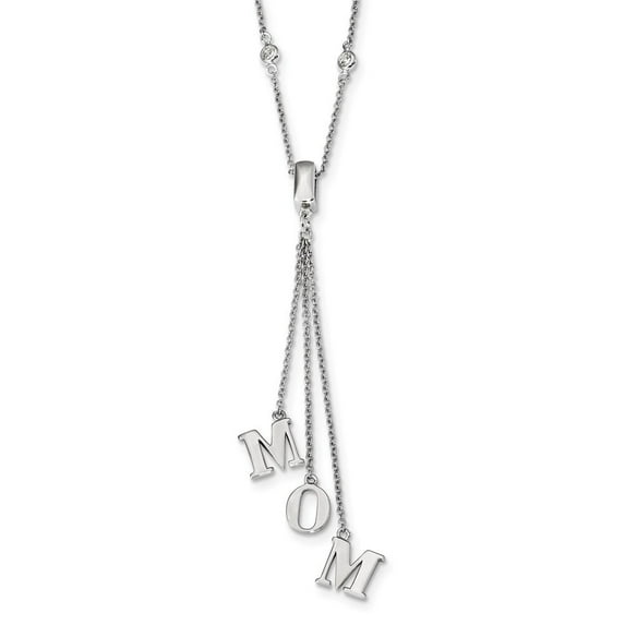 Sterling Silver Rhodium-plated Cubic Zirconia With 2inch Ext. Mom Y-necklace - 16 Inch - Measures 9mm Wide