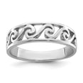thumbnail image 1 of Sterling Silver Rhodium-plated Cut-Out Polished Wave Band Ring, 1 of 6