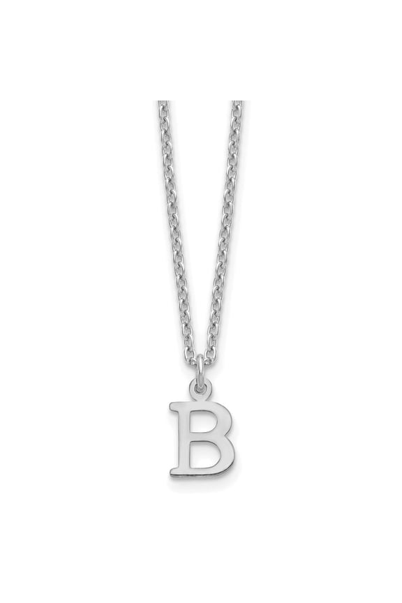 Sterling Silver Rhodium-plated Cutout Letter B Initial Necklace