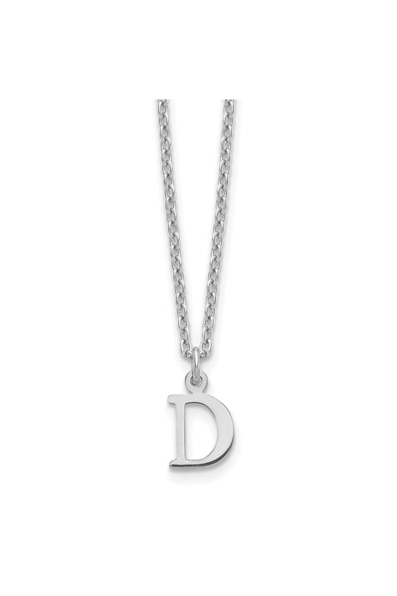 Sterling Silver Rhodium-plated Cutout Letter D Initial Necklace
