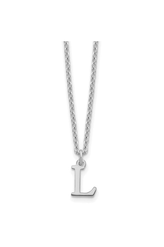 Sterling Silver Rhodium-plated Cutout Letter L Initial Necklace