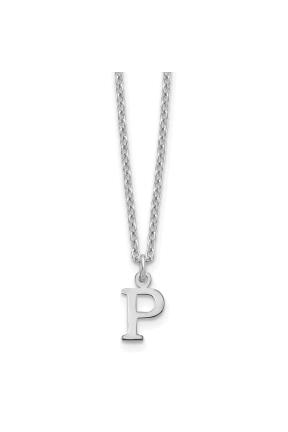 Sterling Silver Rhodium-plated Cutout Letter P Initial Necklace