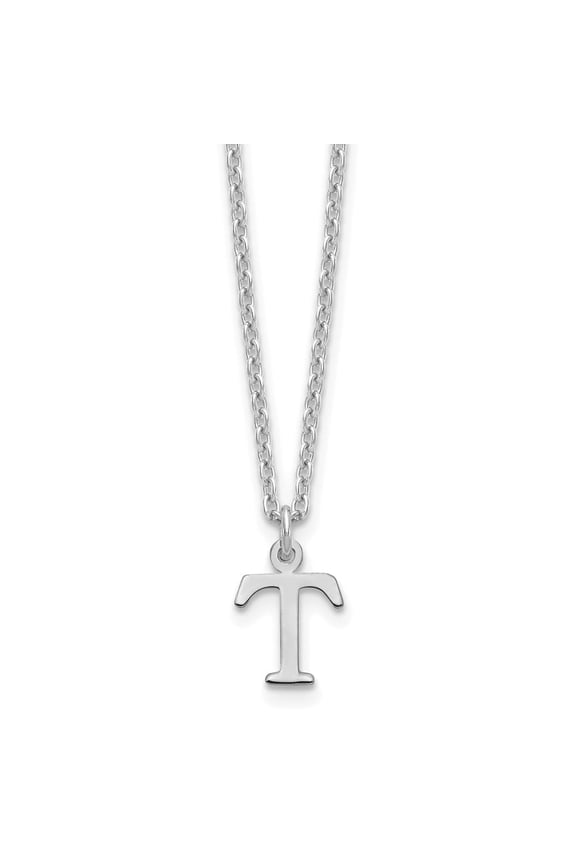Sterling Silver Rhodium-plated Cutout Letter T Initial Necklace