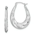 thumbnail image 1 of Sterling Silver Rhodium-plated D/C Scalloped Hoop Earrings, 1 of 2