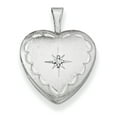 thumbnail image 1 of Sterling Silver Rhodium-plated & Dia. 16mm Satin & Diamond-Cut Heart Locket, 1 of 3