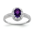 thumbnail image 1 of Sterling Silver Rhodium-plated Diam. & Amethyst Ring Size 9, 1 of 5