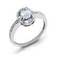 thumbnail image 1 of 925 Sterling Silver Polished Diamond and Aquamarine Ring Size 6 2mm Wide -  Jewelry Gift for Mom, 1 of 5