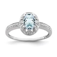 thumbnail image 1 of Sterling Silver Rhodium-plated Diam. & Aquamarine Ring Size 7, 1 of 5
