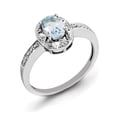 thumbnail image 1 of Sterling Silver Rhodium-plated Diam. & Aquamarine Ring, 1 of 1
