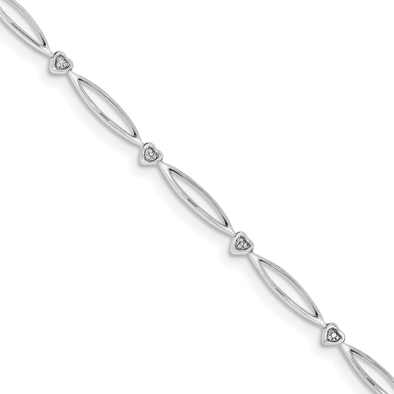 Sterling Silver Rhodium-plated Diam. Bracelet