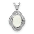 thumbnail image 1 of 925 Sterling Silver Polished Diamond and Simulated Opal Pendant Necklace Measures 16x10mm Wide - Pendant for Women, 1 of 2
