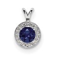 thumbnail image 1 of Sterling Silver Rhodium-plated Diam. & Created Sapphire Pendant, 1 of 3