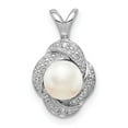thumbnail image 1 of 925 Sterling Silver Polished Diamond and Freshwater Cultured Pearl Pendant Necklace Measures 16x10mm Wide - Pendant for, 1 of 2