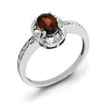 thumbnail image 1 of Sterling Silver Rhodium-plated Diam. & Garnet Ring, 1 of 7