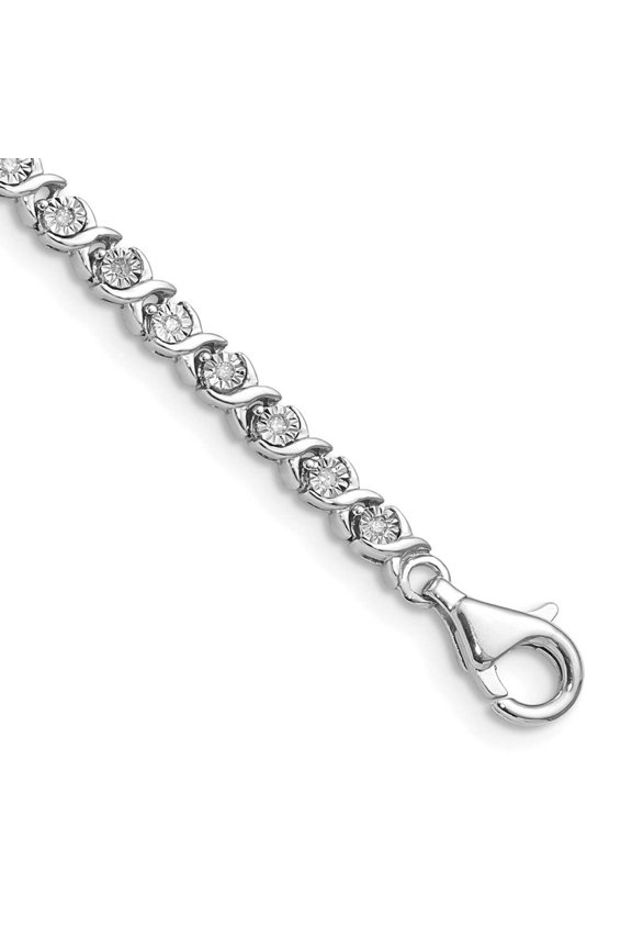 Sterling Silver Rhodium-plated Diam. Tennis Bracelet Q-QDX108