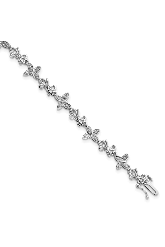 Silver Diamond Butterfly Fancy Bows Bracelet
