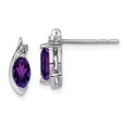 thumbnail image 1 of Sterling Silver Rhodium-plated Diamond & Amethyst Earrings, 1 of 2