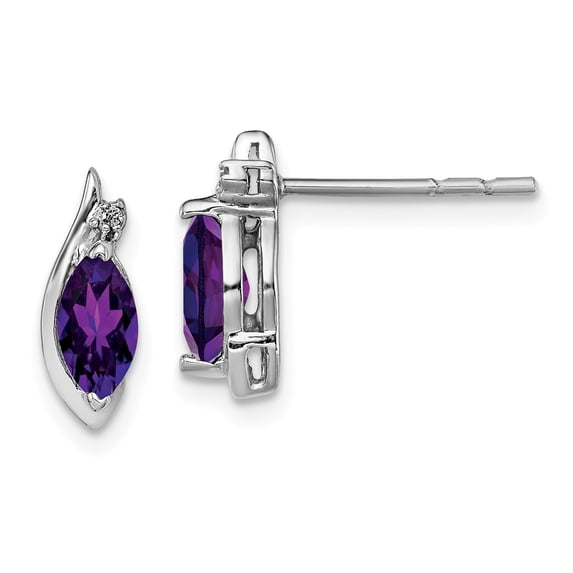 Sterling Silver Rhodium-plated Diamond & Amethyst Earrings