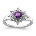 thumbnail image 1 of Sterling Silver Rhodium-plated Diamond & Amethyst Ring - Size 9, 1 of 2