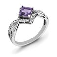 thumbnail image 1 of Sterling Silver Rhodium-plated Diamond & Amethyst Ring, 1 of 1