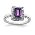 thumbnail image 1 of Sterling Silver Rhodium-plated Diamond & Amethyst Ring, 1 of 1