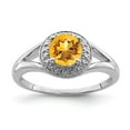 thumbnail image 1 of Sterling Silver Rhodium-plated Diamond & Citrine Ring, 1 of 6