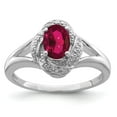 thumbnail image 1 of Sterling Silver Rhodium-plated Diamond & Created Ruby Ring, 1 of 6