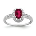 thumbnail image 1 of Sterling Silver Rhodium-plated Diamond & Created Ruby Ring, 1 of 5