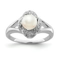 thumbnail image 1 of Sterling Silver Rhodium-plated Diamond & FW Cultured Pearl Ring, 1 of 6