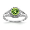 thumbnail image 1 of Sterling Silver Rhodium-plated Diamond & Peridot Ring, 1 of 6