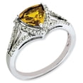 thumbnail image 1 of Sterling Silver Rhodium-plated Diamond & Whiskey Quartz Ring - Size 7, 1 of 1