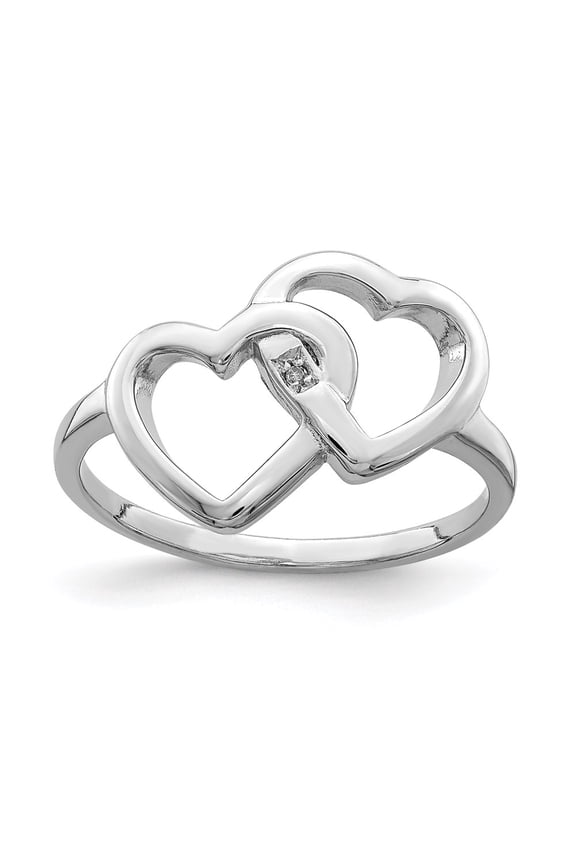 925 Sterling Silver Diamond Accent Intertwined Love Heart Ring Size 8 - Ring for Women
