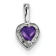 thumbnail image 1 of 925 Sterling Silver Polished Prong set Diamond Amethyst Pendant Necklace 15x7mm Wide Pendant for Women, 1 of 4