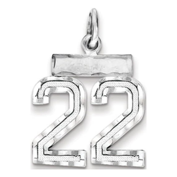 Sterling Silver Rhodium-plated Diamond-cut #22 Charm