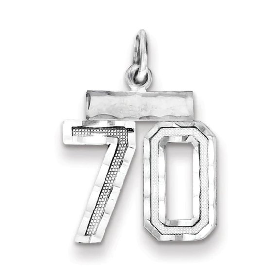 925 Sterling Silver Small Sport game Number 70 Charm Pendant Necklace 20x14mm Wide - Pendant for Women