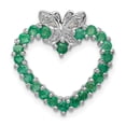 thumbnail image 1 of Sterling Silver Rhodium-plated Emerald & Diamond Heart Pendant QP2160, 1 of 4