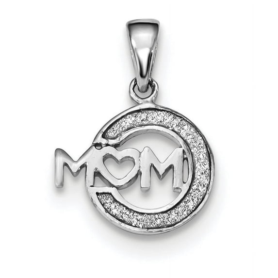 Sterling Silver Rhodium-plated Enamel Glitter Fabric MOM Pendant
