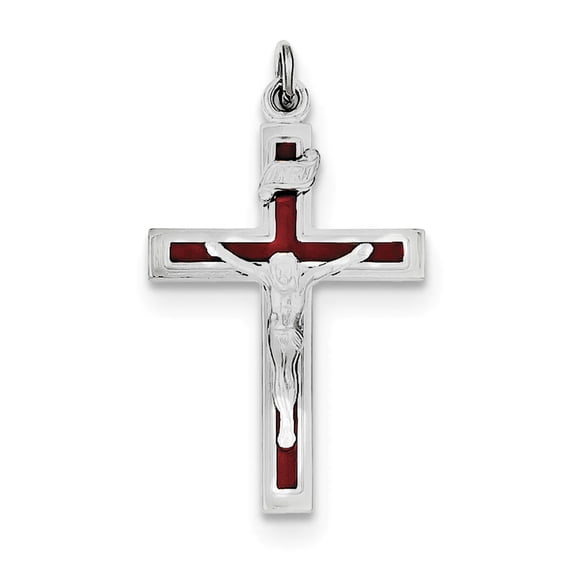 FJC Finejewelers Sterling Silver Enameled Crucifix Pendant Necklace - Chain Included